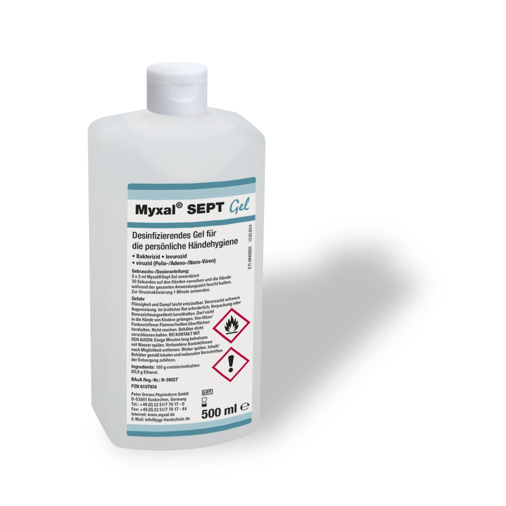 Physioderm MYXAL® SEPT GEL Handdesinfektionsmittel parfümfrei HACCP-konform 1L Nept.-Fl Produktbild img3 L