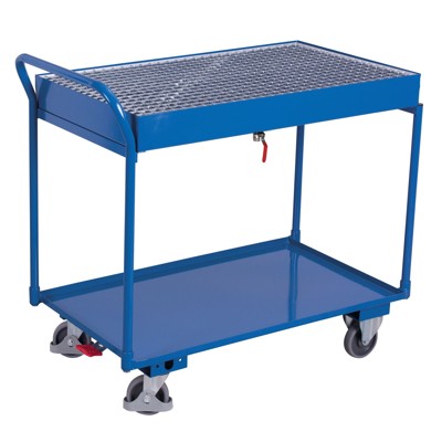 Produktbild von VARIOfit - Tischwagen 250kg, 1125 x 625 x 1010mm, 2 Ladeflächen, Gitterrost