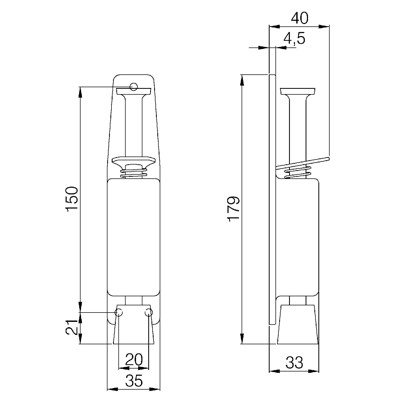 Produktbild von DENI® - ABT-Türfeststeller, mit Tretbolzen, Hub 40mm, 3833, edelstahl matt