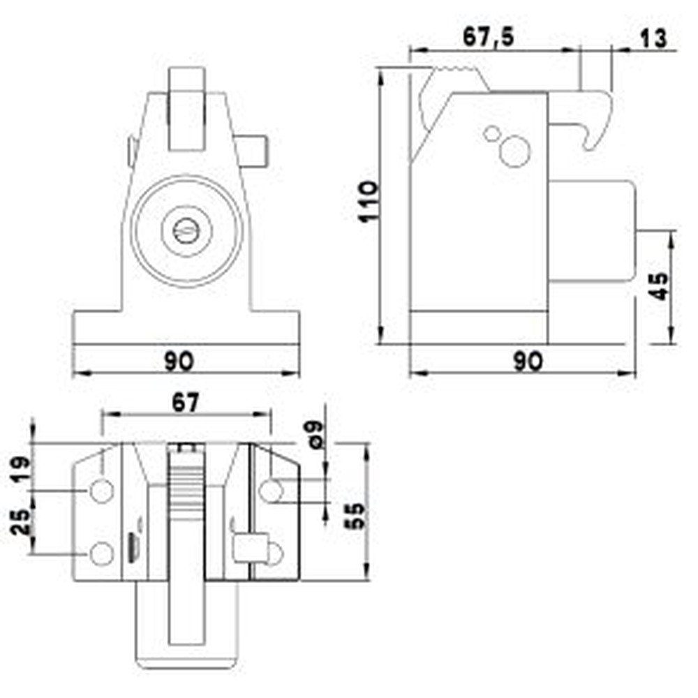 DENI® Torfeststeller,3871,mit Fanghaken,Aluminium silber,L90mm Produktbild img2 L