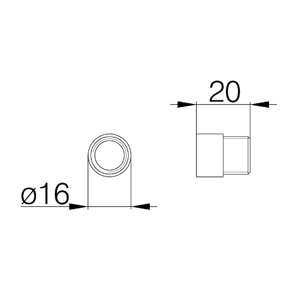 DENI® WET-Verlängerung für Türspion, 3980,Außen Ø 16mm, verchromt Produktbild img2 L