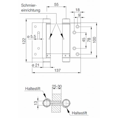 Produktbild von DENI® - Pendeltürband 3982,Größe 30,beidseitig pendelnd,TS 25-30,ES matt