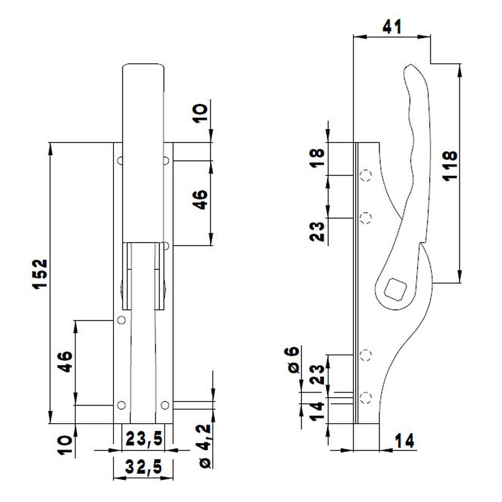 DENI® Tortreibriegel DENI Plano 2.0 10 mm - galv. verzinkt Produktbild img2 L