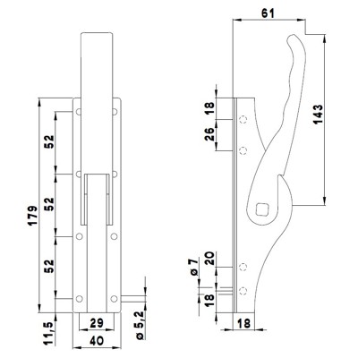 Produktbild von DENI® - Tortreibriegel DENI Plano 2.0 13mm - neue Ausführung -gelb verzinkt