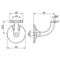 DENI® OA-Handlaufstütze, 5230, mit gewölbter Auflage, Edelstahl, edelstahl matt geb. Produktbild img2 S