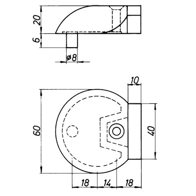 Produktbild von DENI® - Bodentürstopper, 3846,H 20mm, mit Verdrehsicherung, Aluminium, silber e