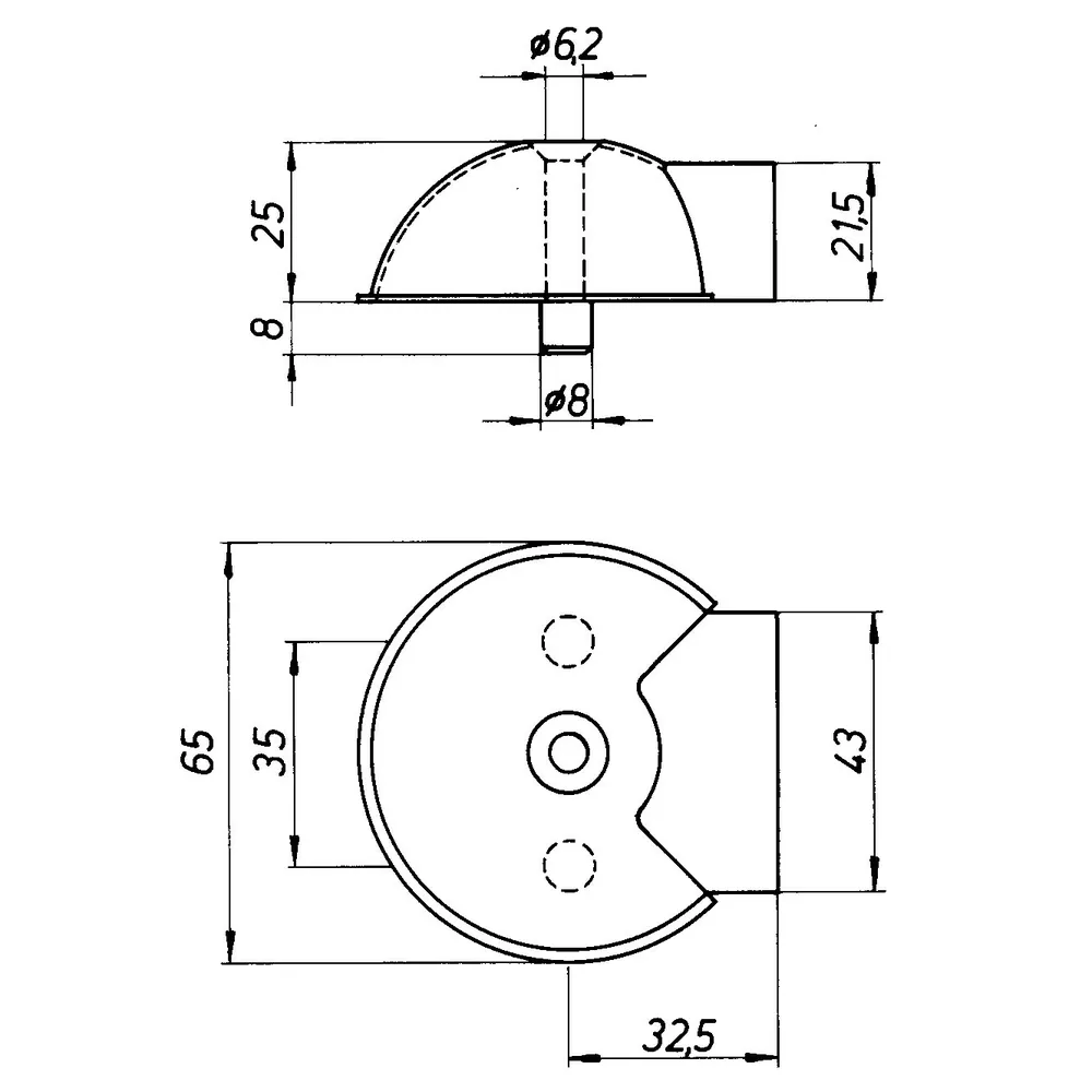 DENI® Bodentürstopper, 3847,H 25mm, mit Verdrehsicherung, edelstahl matt gebürstet Produktbild img2 L