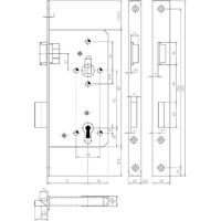 Produktbild von KFV - Einsteckschloss 154-1/2,PZ92/10,D65,F22x280ktg,Si,DL