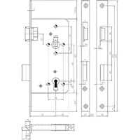Produktbild von KFV - Einsteckschloss 154-1/2,PZ92/10,D65,F22x280ktg,Si,DR