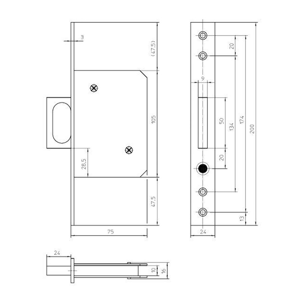 KFV Schiebetürschloss 1650, mit Springgriff, UG, F24 x 200ktg, ER Produktbild img2 L