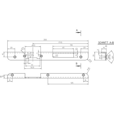 Produktbild von KFV - Winkelschließblech 15-503E, DL, 25 x 250 x 15 rd, verzinkt, AT 115-16