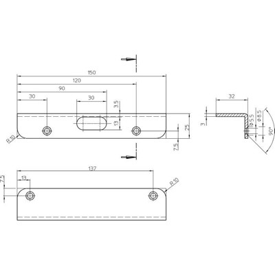 Produktbild von KFV - Winkelschließblech 2315,25 x 150 x 32 rd, verzinkt