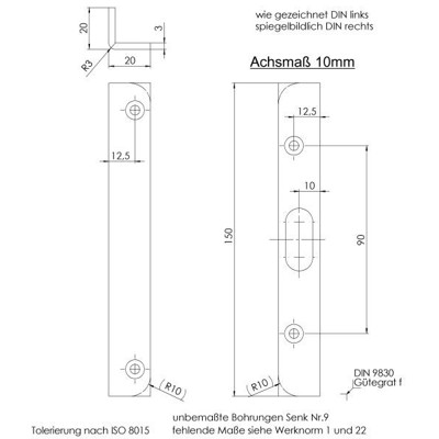 Produktbild von KFV - Winkelschließblech 2317,20 x 150 x 20 rd, verzinkt