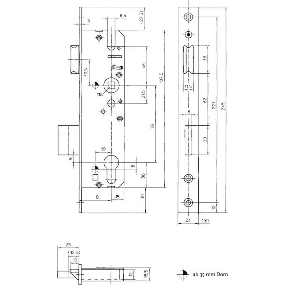 KFV Einsteckschloss 59,PZW92/8,D35,U24x6x245ktg Produktbild img2 L
