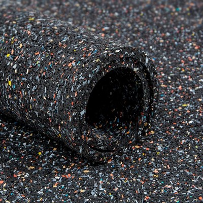 Produktbild von null - Gummi-Recyclingmatte, schwarz/bunt 3mm, 1,50 x 5m