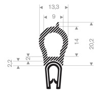 Produktbild von null - Kantenschutz m.Mossgummi13,3 x 30mm 50m