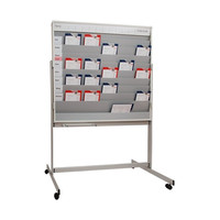 EICHNER Fahrbare Planungstafel mit Whiteboard, mit Ablageschale für Stifte und Schwamm, Format: 1550 x 1945 mm, 9 Schienen, Grau, Verpackungseinheit: 1 STK Produktbild