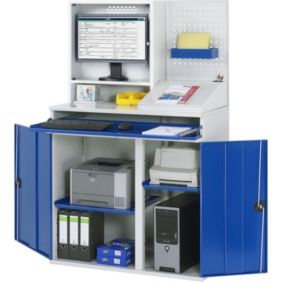 Produktbild von RAU. - Computer-Schrank Modell 67, RAL 7035 / RAL 5010, stationär, 1100 x 520mm