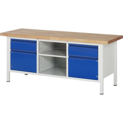 Produktbild von RAU. - Werkbank BASIC-8561I2 B2000xT700xH840-1040, 2 Schubladen, 2 Türen