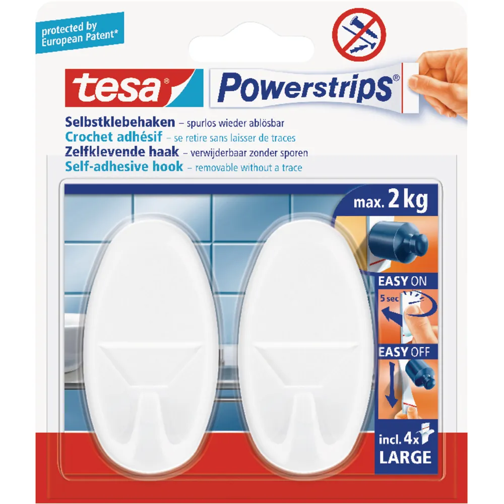 tesa® Powerstrips Haken Large Oval weiss Produktbild img1 L