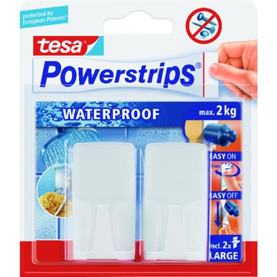 Produktbild von tesa® - Haken Wave, weiß Inhalt 2Stück Powerstrips Waterproof