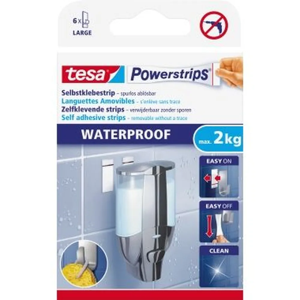 tesa® Powerstrips Waterproof Large Inh. 6 Stück Produktbild img1 L