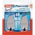 tesa® Powerstrips Haken Large Oval chrom Produktbild