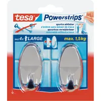 tesa® Powerstrips Haken Large Oval chrom Produktbild