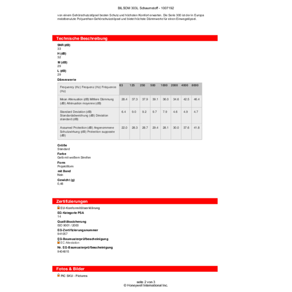 Honeywell HOWARD LEIGHT® Spender HL400 mit 400 Paar BILSOM 303L, 33dB Produktbild img4 L