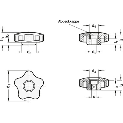 Produktbild von Ganter Norm® - Sterngriffe, Abdeckkappe farbig (5331-63-V6-B-DGB)