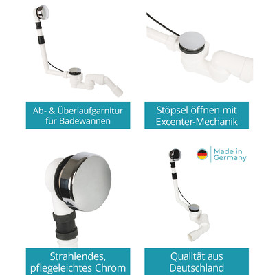 Produktbild von Calmwaters - Rechteckwanne Komplettset Modern Select 170 x 75 cm, Duowanne mit 