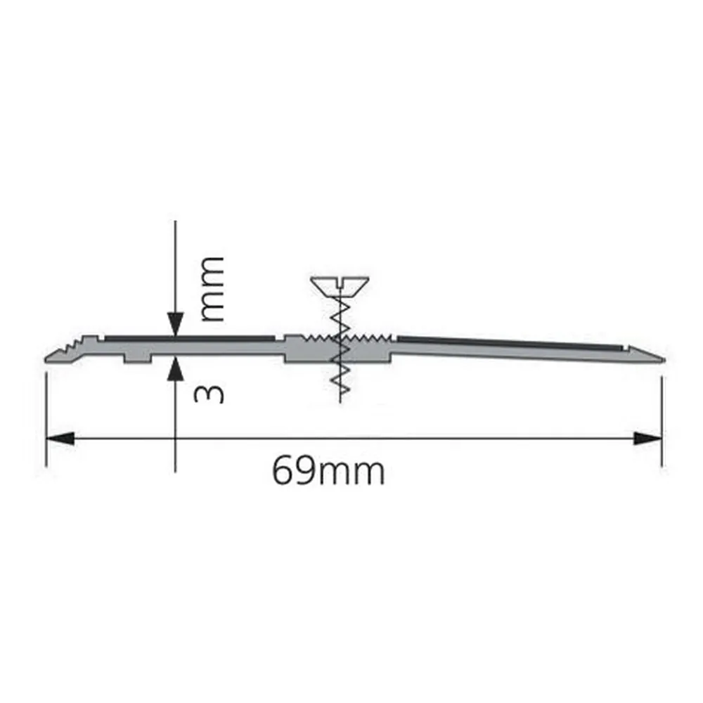 Elton Ellen Schwellenprofil SP69 mit zwei Decorstreifen, zum schrauben, Aluminium elox, Alu-Oxid gelb/schwarz, Breite 69mm x Länge 1000mm x Stärke 3mm, K 50 Produktbild img2 L
