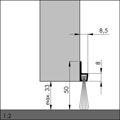 Produktbild von Elton - Türbodendichtung alu IBS 50 100cm mit PP-Bürste