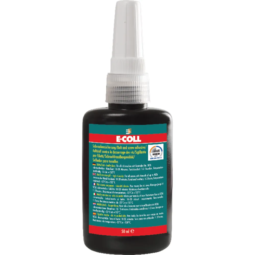 E-COLL Schraubensicherung dblau mittelfest, hochviskos silikonfrei 50ml Flasche Produktbild img2 L