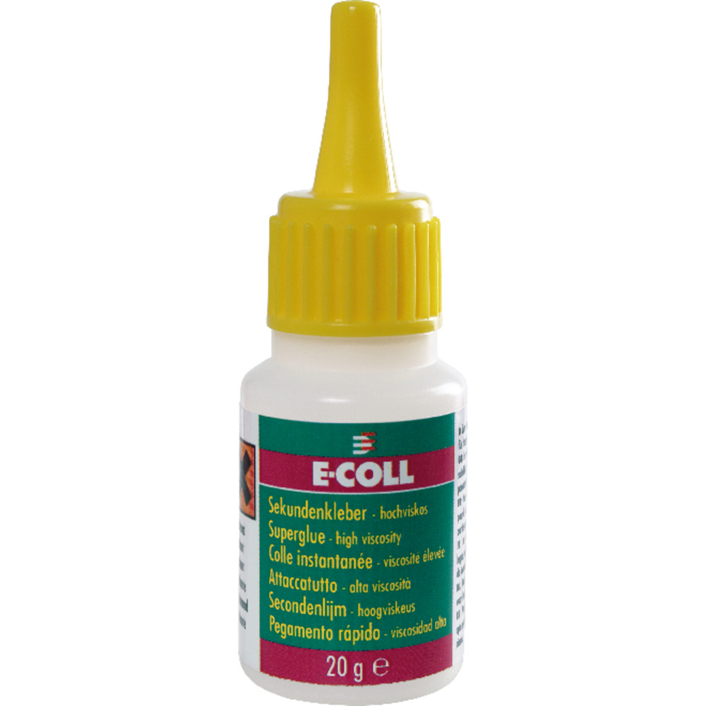 E-COLL Sekundenkleber hochviskos dickflüssig, für poröse Flächen 20gr Flasche Produktbild img2 L
