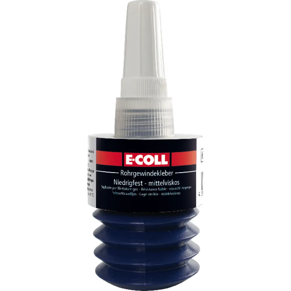 E-COLL Rohrgewindekleber niedrigfest, mittelviskos, silikonfrei 50ml Flasche Produktbild img2 L