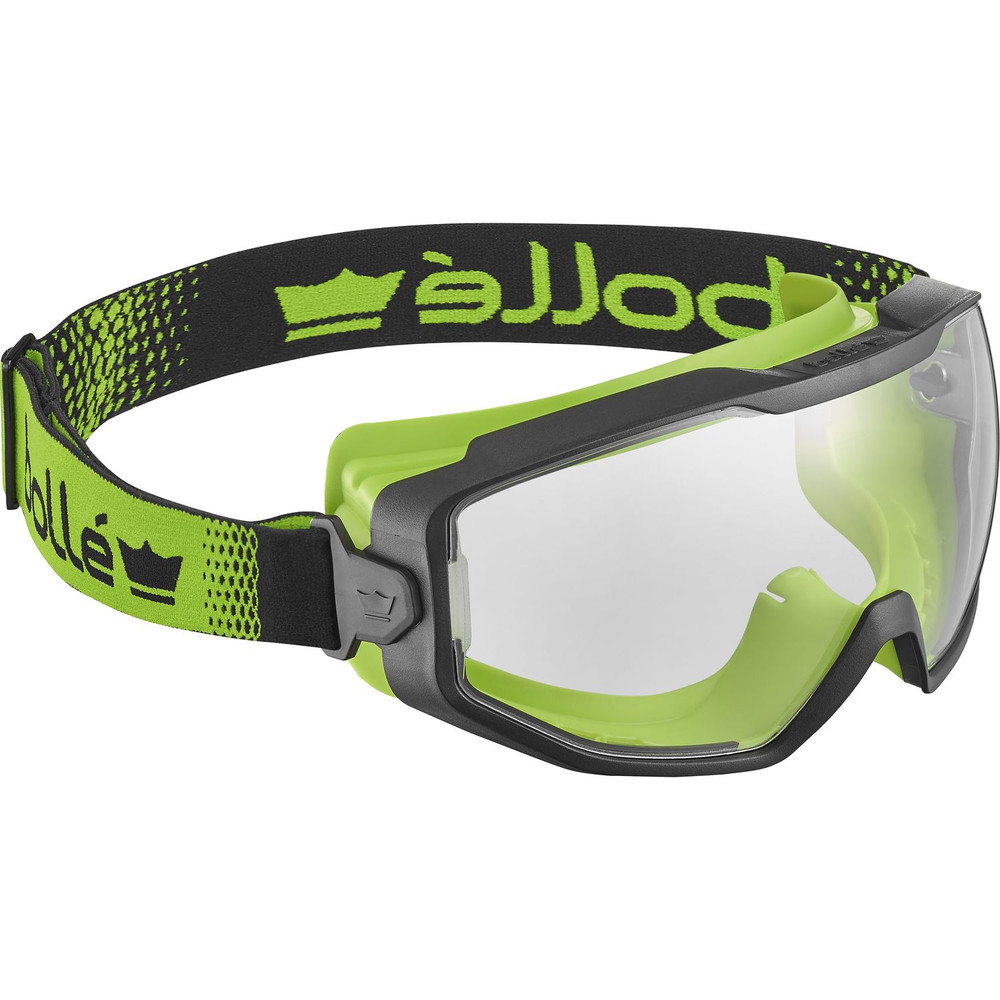 bollé Vollsichtbrille, klare PC-Scheibe, kratzfest & beschlagfrei PLATINUM - Schwarz / Grün Bi-Material PC/TPR Rahmen - Wasserdicht Produktbild img1 L