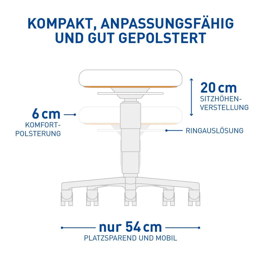 bimos Allround Hocker, Sitzfläche aus Buche natur mit 400 mm Durchmesser, Kunststoff-Fußkreuz mit Rollen, Sitzhöhe von 450-650 mm Produktbild img2 L