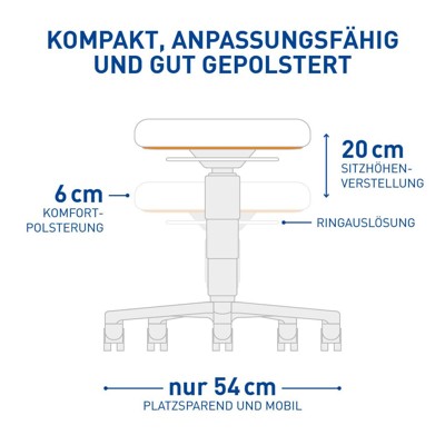 Produktbild von bimos - Allround Hocker, Stoffpolster mit 400 mm Durchmesser, grüner Farbring, 