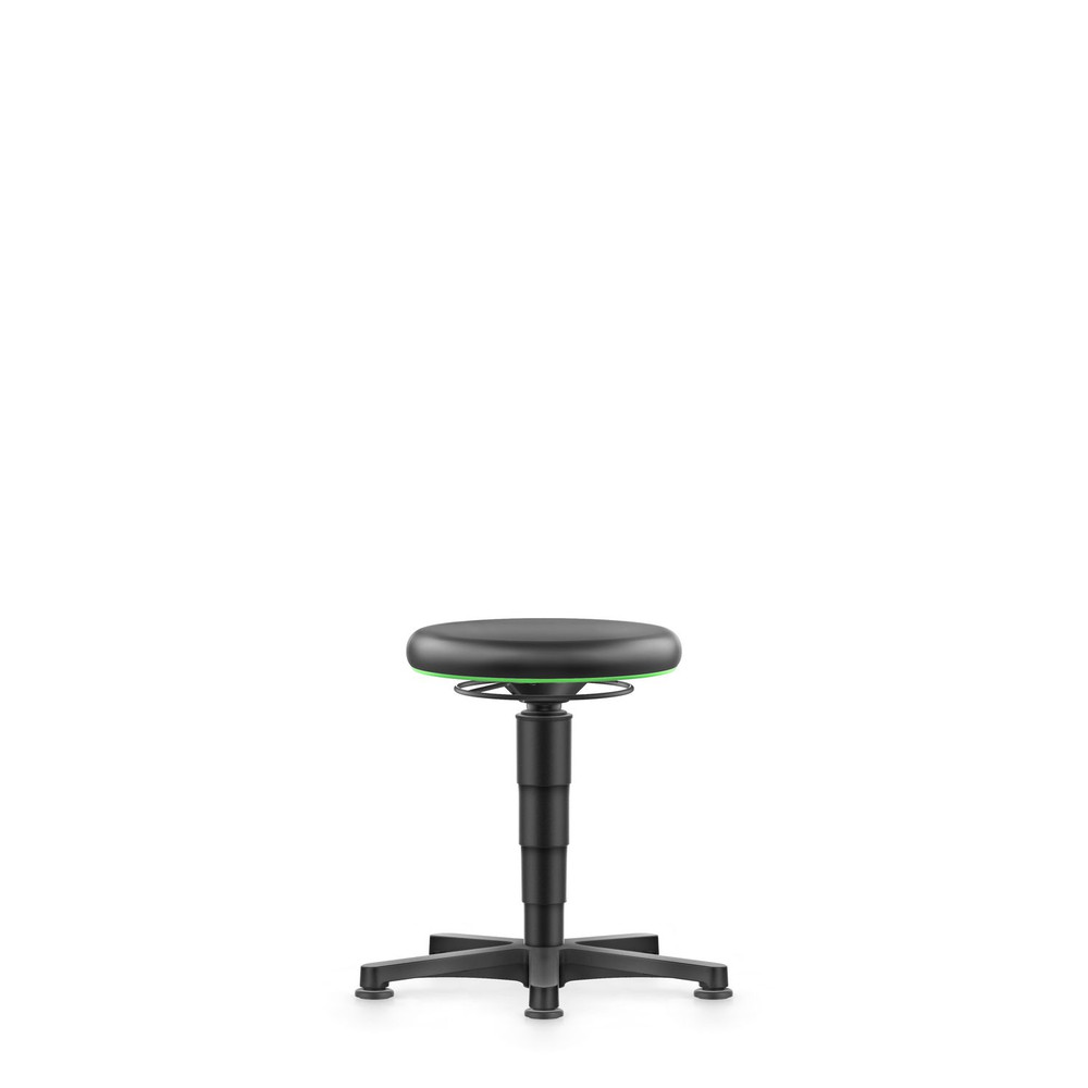 bimos Allround Hocker, Kunstlederpolster mit 400 mm Durchmesser, grüner Farbring, Kunststoff-Fußkreuz mit Gleiter, Sitzhöhe von 450-650 mm Produktbild img1 L