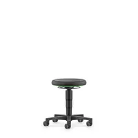 bimos Allround Hocker, Integralschaum-Polster mit 400 mm Durchmesser, grüner Farbring, Kunststoff-Fußkreuz mit Rollen, Sitzhöhe von 450-650 mm Produktbild