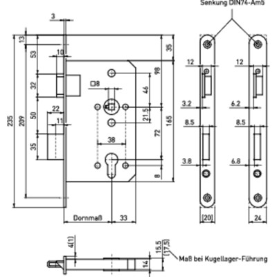 Produktbild von BMH - Einsteckschloss 450,WC78/8,D65,F20x235rd,ER,DL