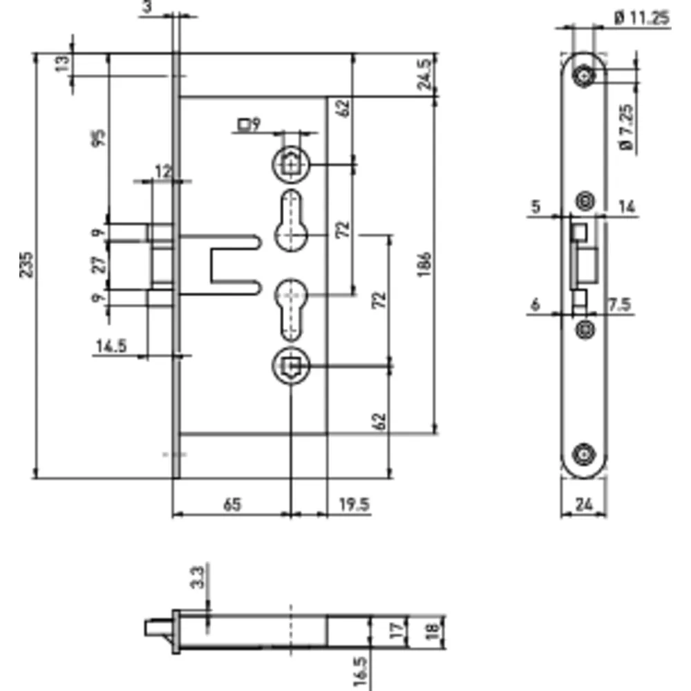 BMH Einsteckschloss 1739,PZW72/9,D65,F24x235rd Produktbild img2 L