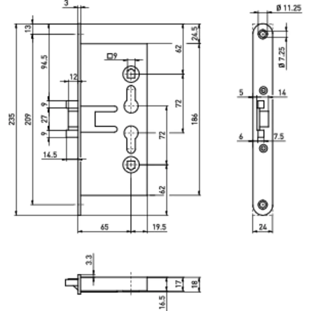 BMH PA-Einsteckschloss 1759,PZW72/9,D65,F24x235rd,PAF-E ausw. Produktbild img2 L