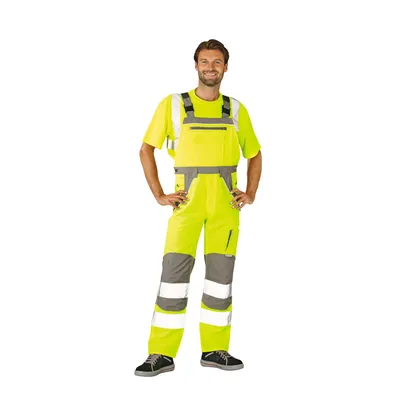 Produktbild von Planam - Warnschutz-Latzhose warngelb/zinkgrau, Größe 90
