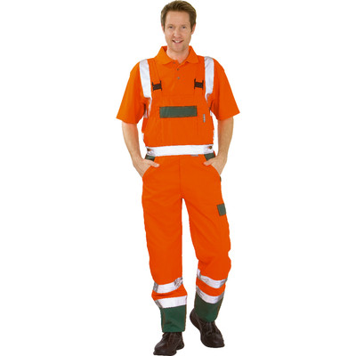 Produktbild von Planam - Latzhose 2028 warnorange/grün, Größe 54