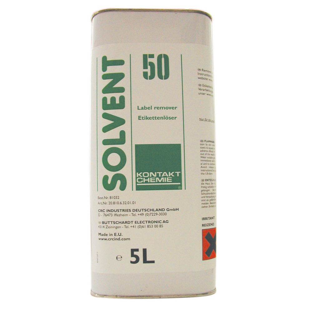 KONTAKT CHEMIE® Etikettenlöser Solvent 50 lösemittelhaltig, 5 Liter Kanister Produktbild img2 L