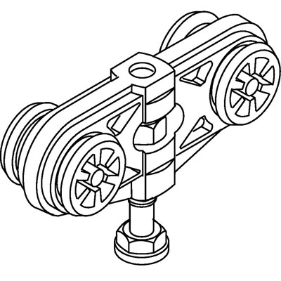 Produktbild von GEZE - ZT-Doppelrollenwagen, mit Aufhängeschraube, Rollan 40 NT, Kunststoff, we