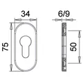 edi Schlüsselrosette Ares FS 0813 innen,oval o. No.,PZ, 9mm,F1 Produktbild img2 S