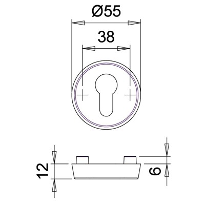 Produktbild von edi - Schutzrosetten-Satz 6633,rund,12mm,ES0/PZ,ER matt,TS65-68